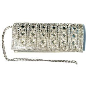 Rhinestone - Silver Clutch Handbag